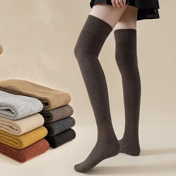 6 Pairs of Pure Heart Thick Calf Socks, Fall/Winter Slim Knee Length Socks, Women'S Stockings and Socks