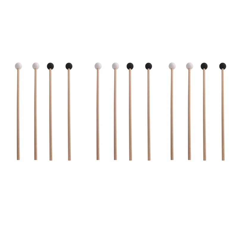 6 Pairs of Rubber Drumsticks Percussion Instrument Parts Xylophone/Marimba Mallets Hammer -3 Rubber
