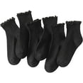 thumbnail image 1 of 6 Pairs of Ruffle Socks Women, Ruffle Turn-Cuff Casual Cute Girl Ruffle Socks Breathable Cool Ruffle Ankle Socks, 1 of 8