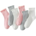 thumbnail image 1 of 6 Pairs of Ruffle Socks Women, Ruffle Turn-Cuff Casual Cute Girl Ruffle Socks Breathable Cool Ruffle Ankle Socks, 1 of 7
