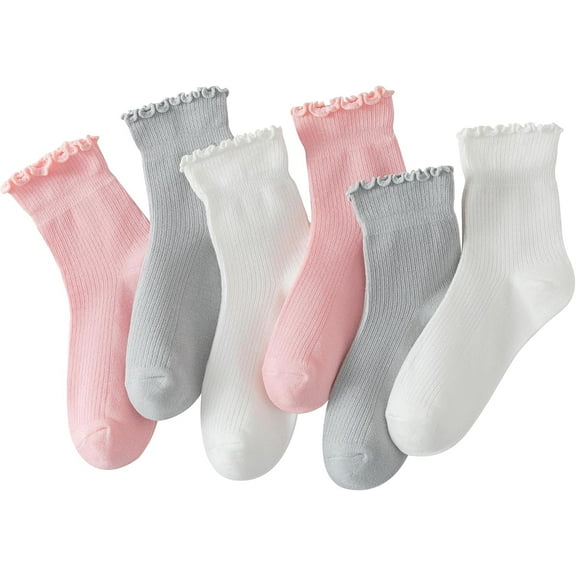 6 Pairs of Ruffle Socks Women, Ruffle Turn-Cuff Casual Cute Girl Ruffle Socks Breathable Cool Ruffle Ankle Socks