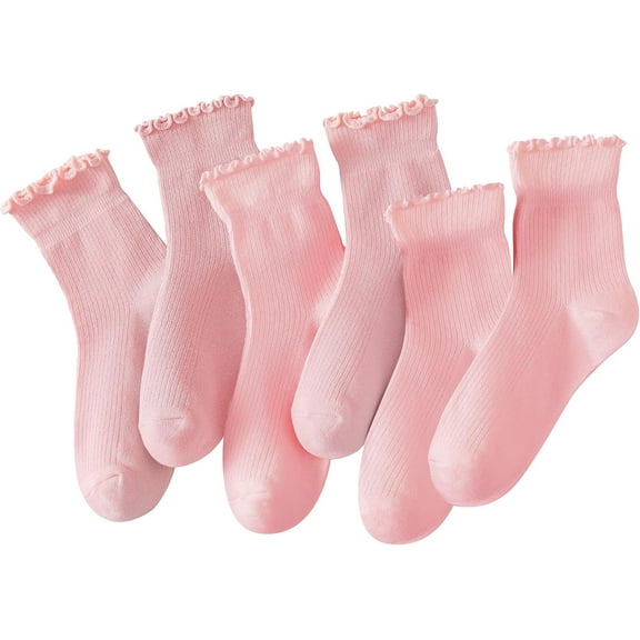 6 Pairs of Ruffle Socks Women, Ruffle Turn-Cuff Casual Cute Girl Ruffle Socks Breathable Cool Ruffle Ankle Socks