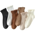 thumbnail image 1 of 6 Pairs of Ruffle Socks Women, Ruffle Turn-Cuff Casual Cute Girl Ruffle Socks Breathable Cool Ruffle Ankle Socks, 1 of 7