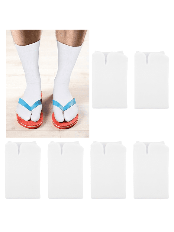6 Pairs of Two-Toe Socks, Japanese Wooden Clogs Socks, Split-Toe Socks, Solid Color Unisex Toe Socks, Two-Toe Flip Flop Socks