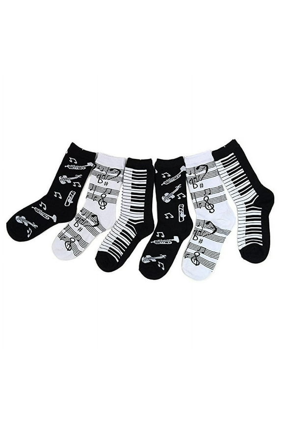 6 Pairs of Womens Musical Crew Socks