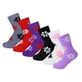 thumbnail image 1 of 6 Pairs of Women's Snowflakes Fuzzy Plush Soft Slipper Socks, Fluffy Warm Winter Cozy Socks – Women’s Size 6-11, 1 of 8