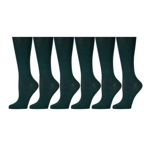 6 Pairs of excell Girls Knee High Socks, Solid Colors (Huntergreen) (409-6-8-HUNTERGREEN-6)
