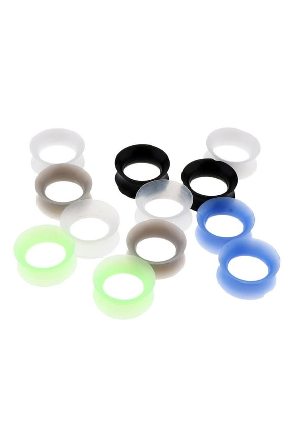 6 Pairs thin and soft Silic Flexible Colorful Ear Tunnels Double Flared Expander Ear Gauges for Women Men Gifts 16mm