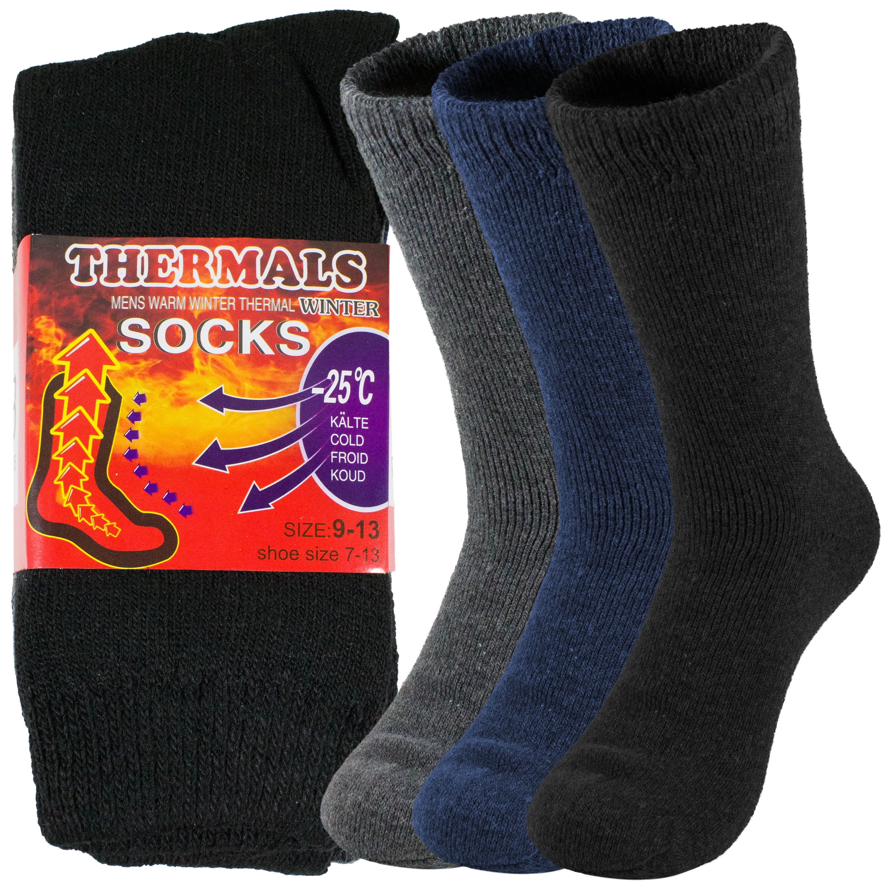6 PairsMen's Winter Thermal Boot Thick Insulated Heated Socks For Cold