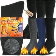 NEVEND 6 PairsMen's Winter Thermal Boot Thick Insulated Heated Socks For Cold Weather Outdoor Activities