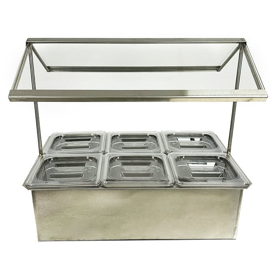 6 Pan Sauce Station Compartment Bar Condiment Dispenser, Countertop Salad Bar