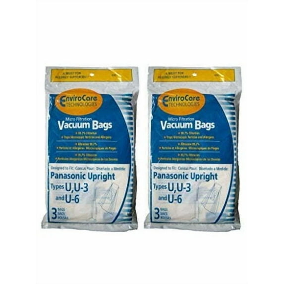 6 Panasonic Type U U3 U6 Upright Vacuum Cleaner Microfiltration Bags