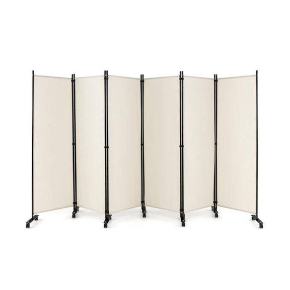 6 Panel 57 Feet Tall Rolling Room Divider on Wheels