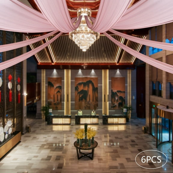 6 Panel Chiffon Ceiling Drapes 5x30ft Vaulted Draping Fabric Wedding Drapery