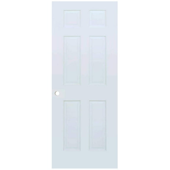 6-Panel Colonial White Interior Door Slab with Bore Hole