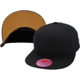 thumbnail image 1 of 6-Panel Flat Brim Snapback Solid Colored Underbrim Cotton Adjustable Baseball Cap Hat, 1 of 1