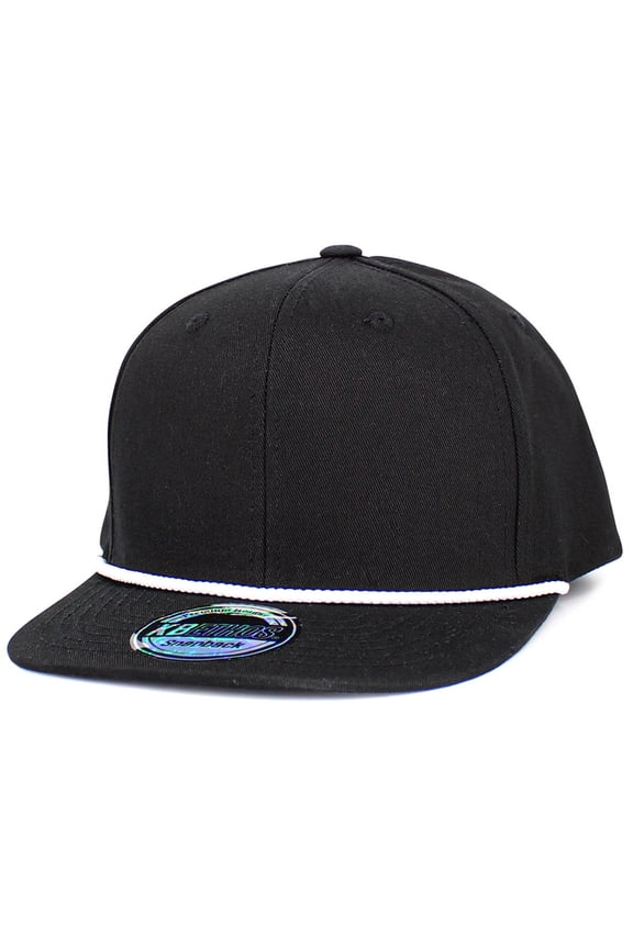 6 Panel Flat Brimmed With Rope Snapback Adjustable Cotton Trucker Hat Cap