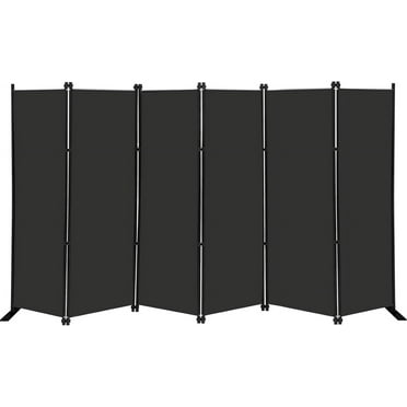 6 Panel Folding Privacy Screen 9ft Wide, 6ft Tall Partition Room Divider Portable Office Walls Dividers, Black