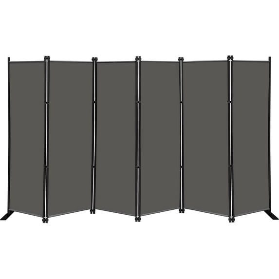 6 Panel Folding Privacy Screen 9ft Wide, 6ft Tall Partition Room Divider Portable Office Walls Dividers Room Separator, Grey