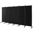 thumbnail image 1 of 6-Panel Folding Room Divider 6FT Rolling Privacy Screen w/ Lockable Wheels Black For Daily Life, 1 of 10