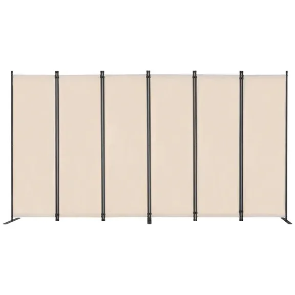 6 Panel Folding Room Divider - Portable Privacy Screen & Freestanding Partition for Home & Office - Ideal for Bedroom, Living Room, Beige