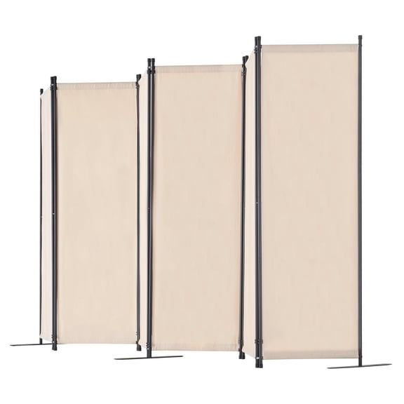 6 Panel Folding Room Divider Privacy Screen Portable Partition for Office Bedroom Study Beige