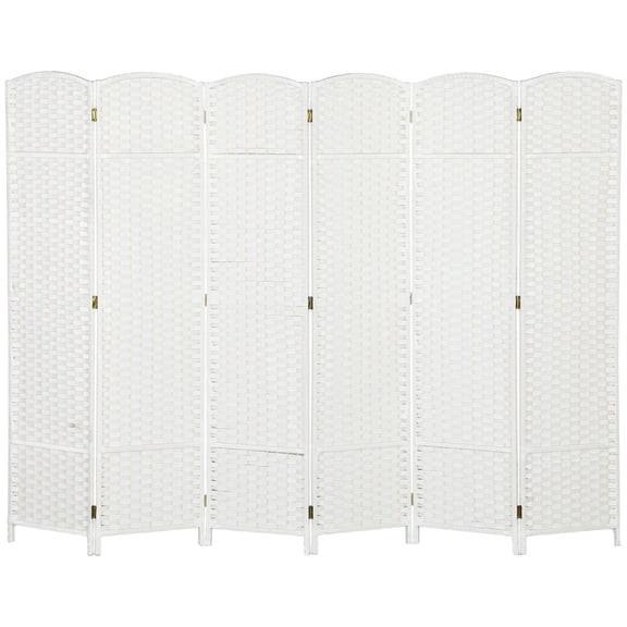 6 Panel Folding Room Divider Screen, 5.6' Tall Privacy Screen, Freestanding Room Partition for Home Office, White