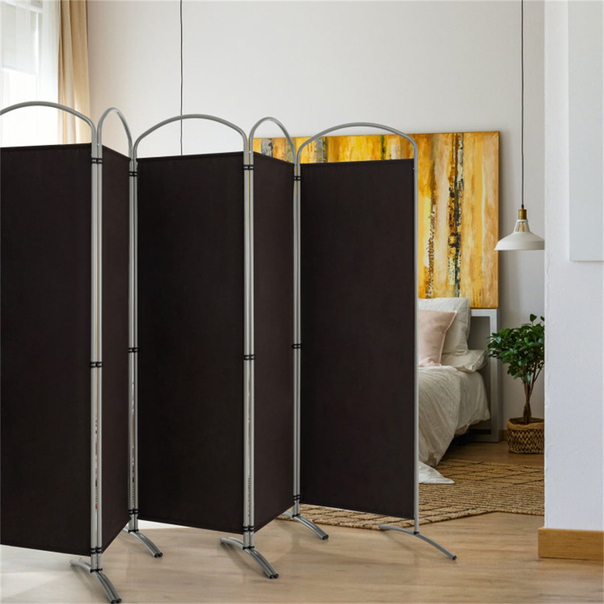 6 Panel Folding Screen Room Divider - Adjustable Height, Lightweight ...