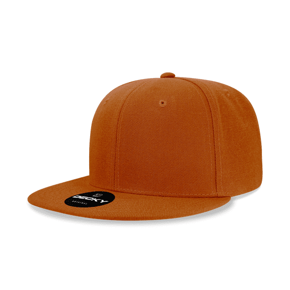 Decky 6020 6 Panel High Profile Structured Acrylic/Polyester Snapback Hat-Burnt Orange