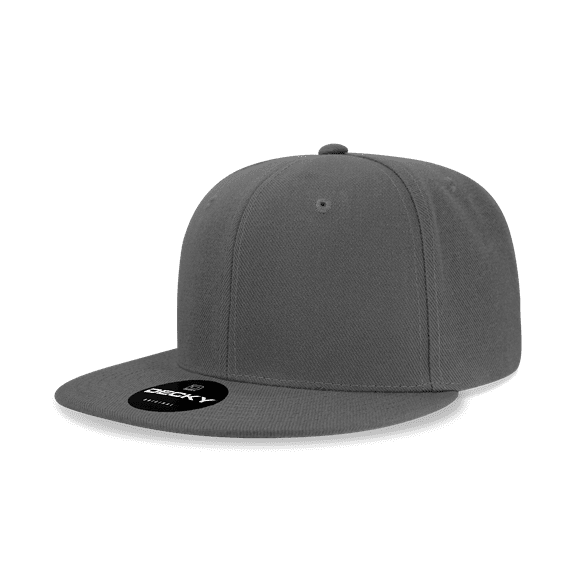 Decky 6020 6 Panel High Profile Structured Acrylic/Polyester Snapback Hat-Charcoal