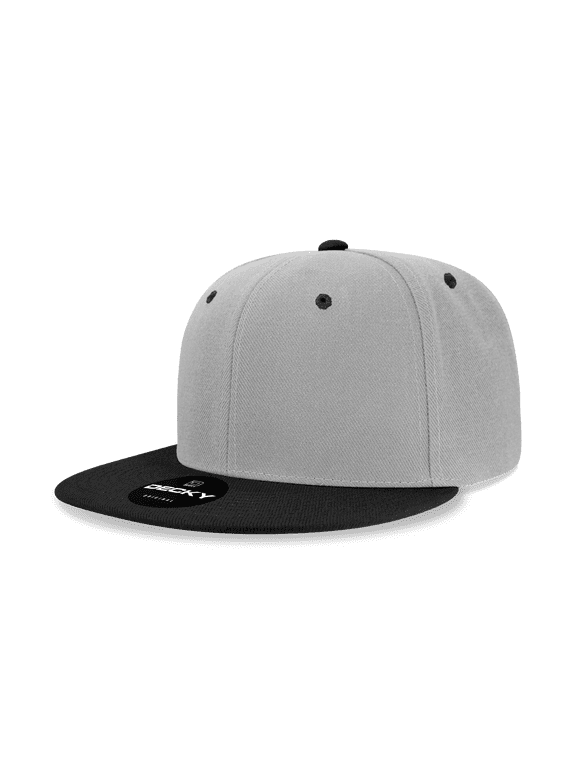 6020 6 Panel High Profile Structured Acrylic/Polyester Snapback Hat-Grey/Black