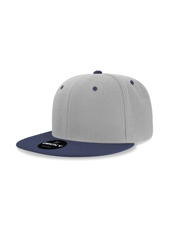 6020 6 Panel High Profile Structured Acrylic/Polyester Snapback Hat-Grey/Navy