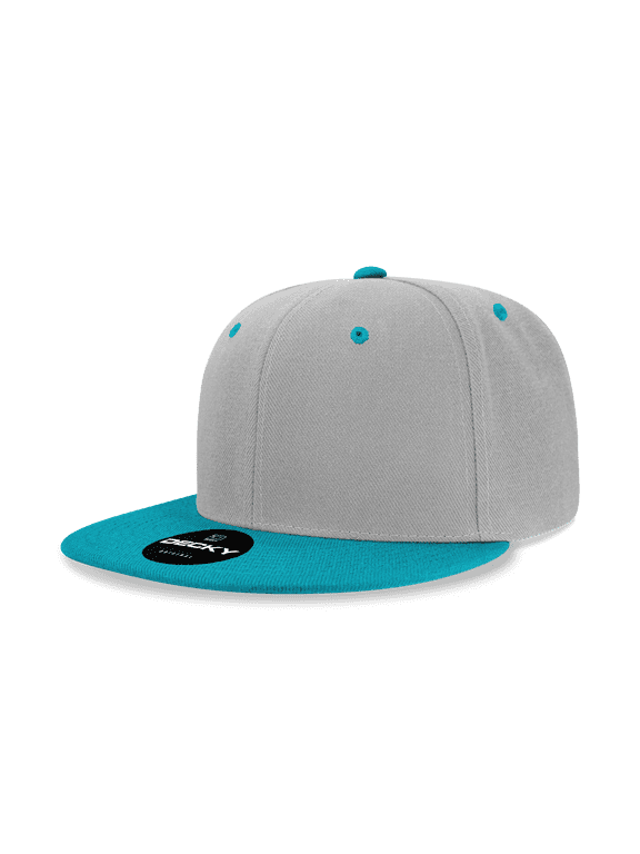 6020 6 Panel High Profile Structured Acrylic/Polyester Snapback Hat-Grey/Teal