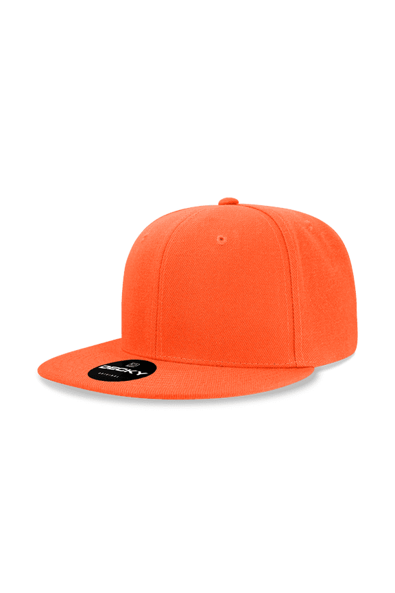 6020 6 Panel High Profile Structured Acrylic/Polyester Snapback Hat-Orange