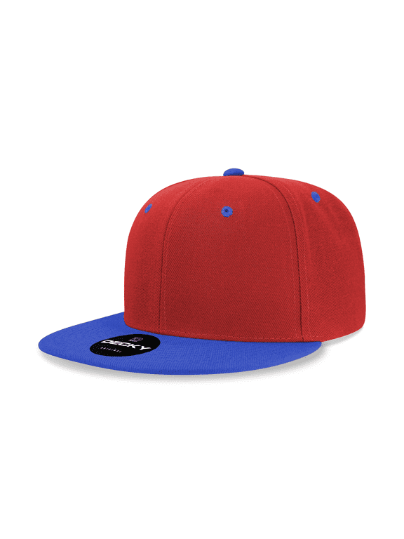 6020 6 Panel High Profile Structured Acrylic/Polyester Snapback Hat-Red/Royal