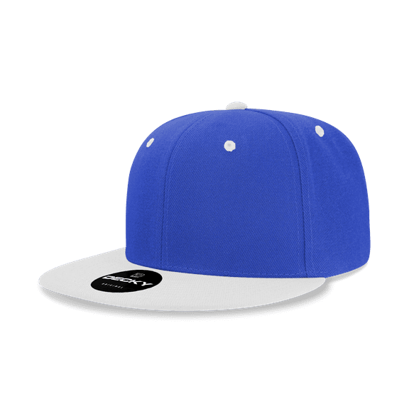 Decky 6020 6 Panel High Profile Structured Acrylic/Polyester Snapback Hat-Royal/White