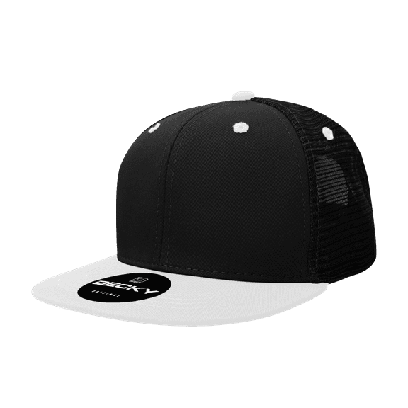 Decky 1052 6 Panel High Profile Structured Acrylic/Polyester Trucker Hat-White/Black