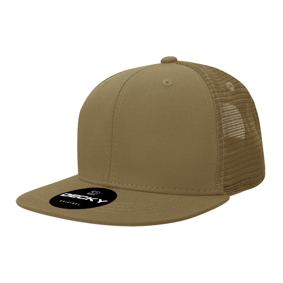Decky 1052 6 Panel High Profile Structured Acrylic/Polyester Trucker Hat-Coyote