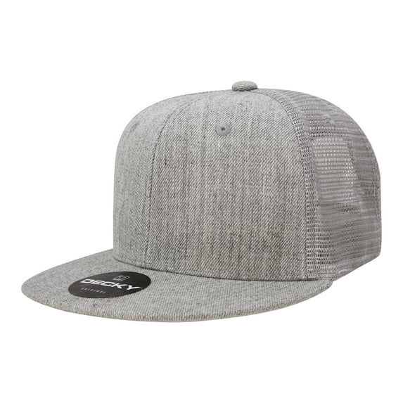 Decky 1052 6 Panel High Profile Structured Acrylic/Polyester Trucker Hat-HeatherGrey
