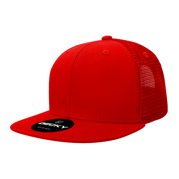 Decky 1052 6 Panel High Profile Structured Acrylic/Polyester Trucker Hat-Red