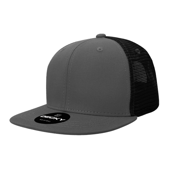 Decky 6033 6 Panel High Profile Structured Cotton Blend Trucker-Charcoal/Black