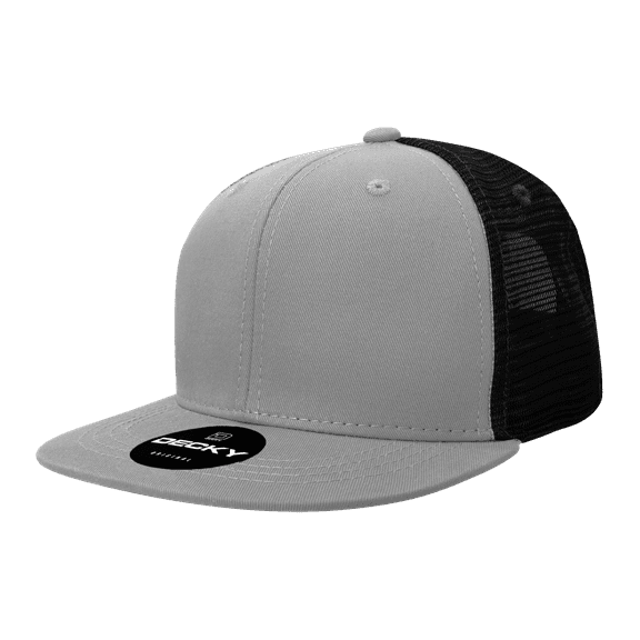 Decky 6033 6 Panel High Profile Structured Cotton Blend Trucker-Grey/Black