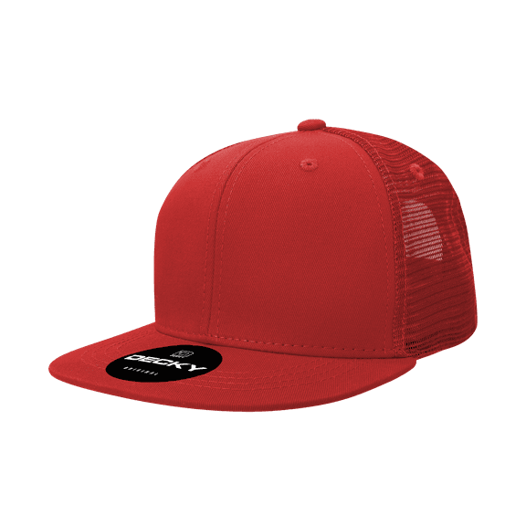Decky 6033 6 Panel High Profile Structured Cotton Blend Trucker-Red