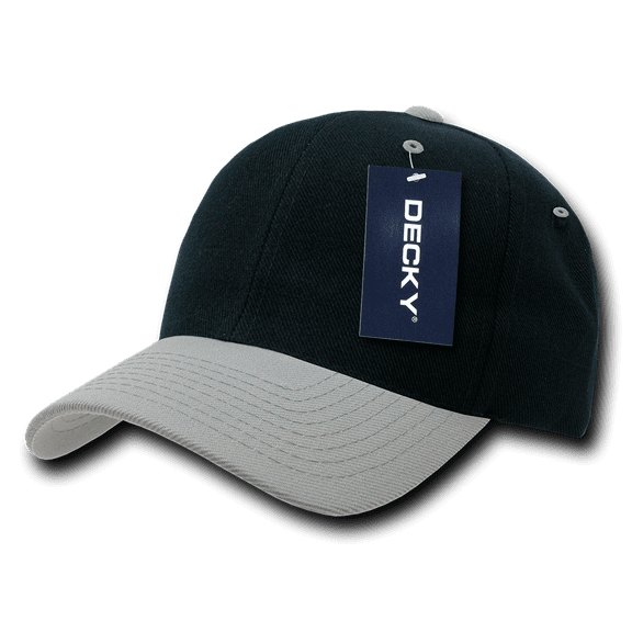 Decky 207 6 Panel Mid Profile Structured Acrylic/Polyester Cap-Black/Grey