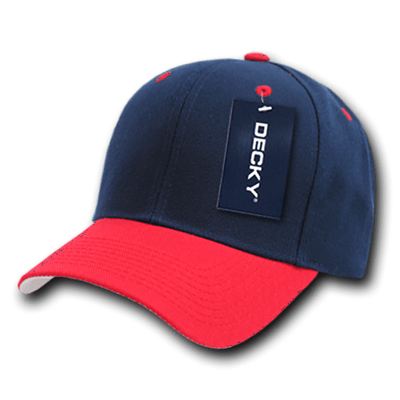 Decky 207 6 Panel Mid Profile Structured Acrylic/Polyester Cap-Navy/Red