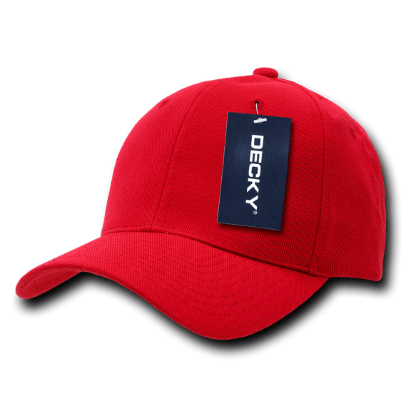 Decky 207 6 Panel Mid Profile Structured Acrylic/Polyester Cap-Red
