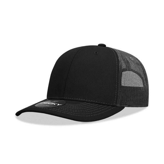 Decky 6031 6 Panel Mid Profile Structured Contra-Stitch Trucker-Black/Charcoal