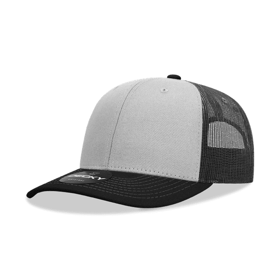 Decky 6031 6 Panel Mid Profile Structured Contra-Stitch Trucker-Black/Grey/Charcoal