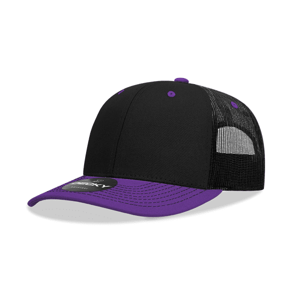 Decky 6031 6 Panel Mid Profile Structured Contra-Stitch Trucker-black/purple