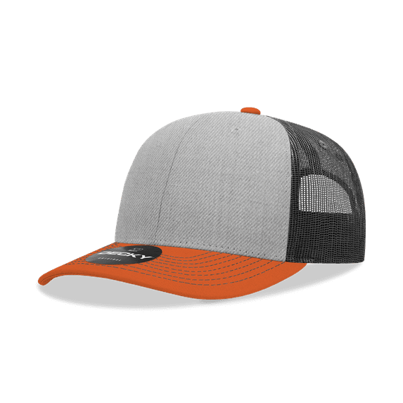 Decky 6031 6 Panel Mid Profile Structured Contra-Stitch Trucker-BOR/Heather Grey/Charcoal